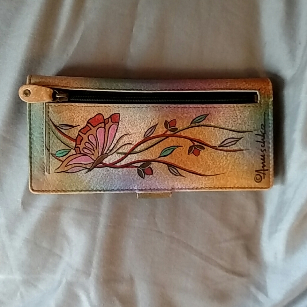 Anuschke hand painted leather card wallet